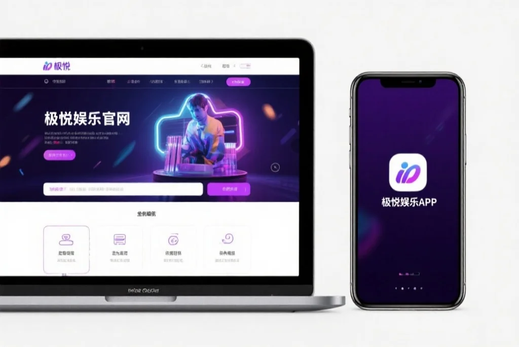 一台笔记本电脑屏幕上显示着恒行5娱乐官网的界面，旁边是一部手机显示着恒行5娱乐APP，两者并列对比